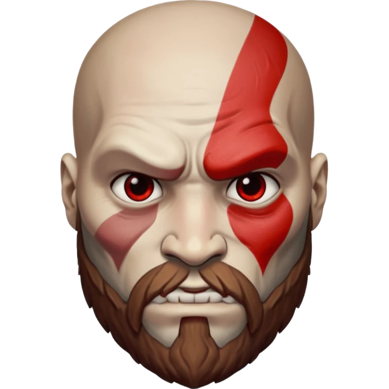 Visage de Kratos du jeu PlayStation a la perfection, c'est a dire que la marque rouge doit partir jusqu'à l'arrière du crâne  emoji