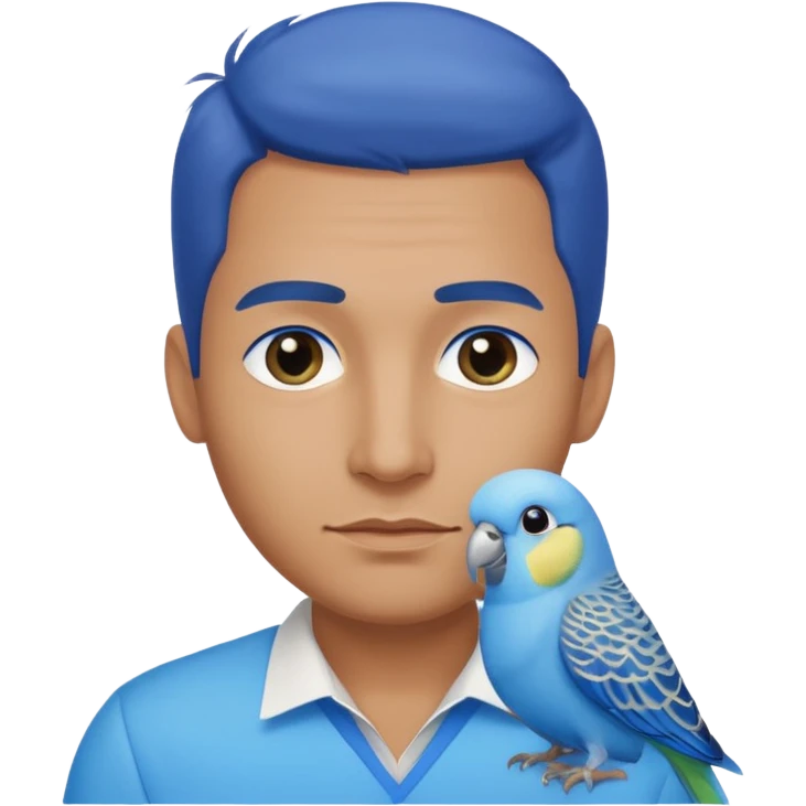 blue budgie parakeet with handsome Cuban man emoji