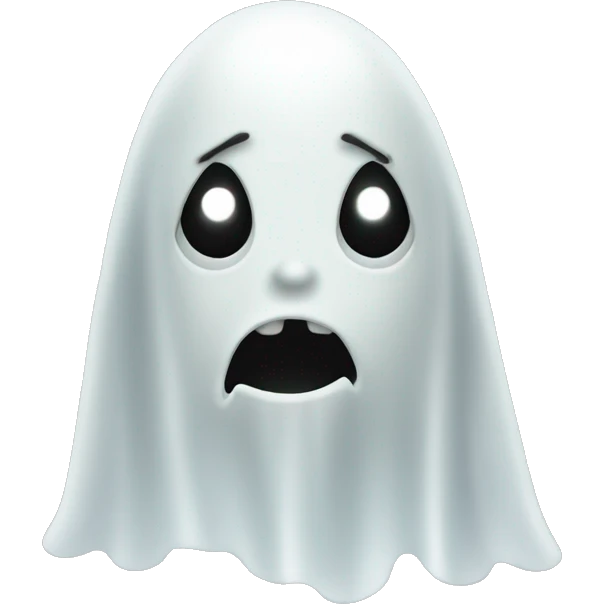 ghost with neutral expression. straight line for mouth emoji