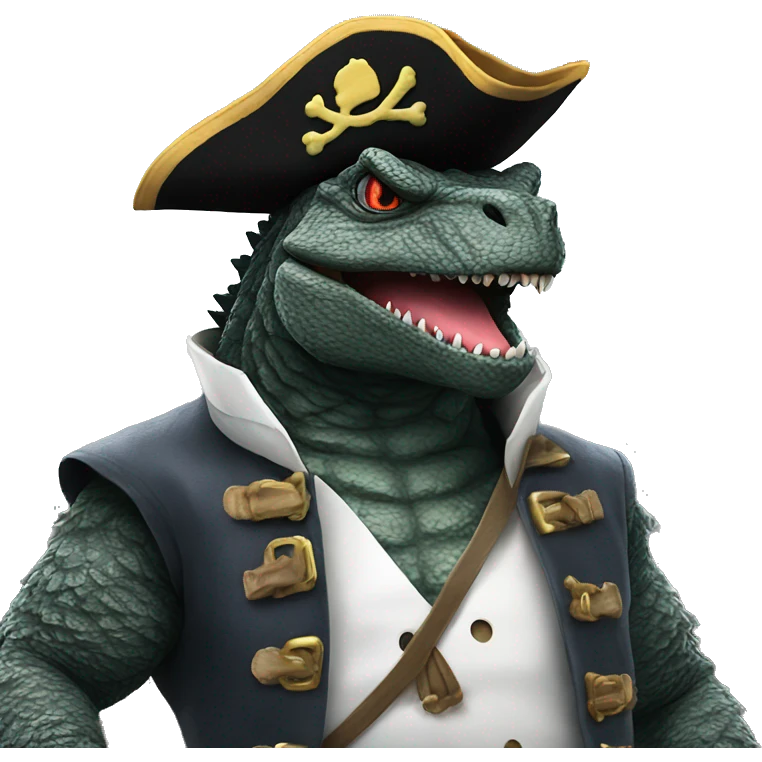 Godzilla dressed like a pirate emoji