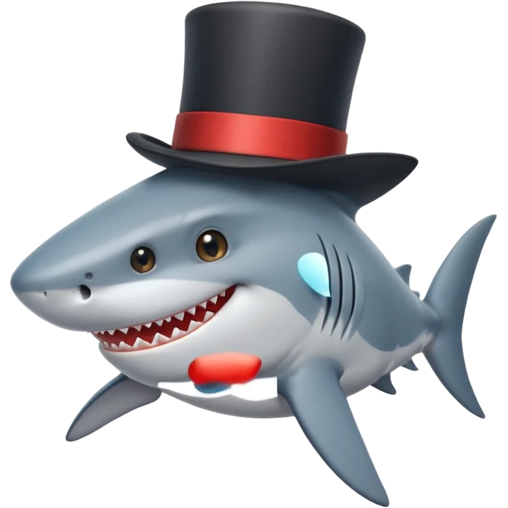 Shark with a top hat emoji