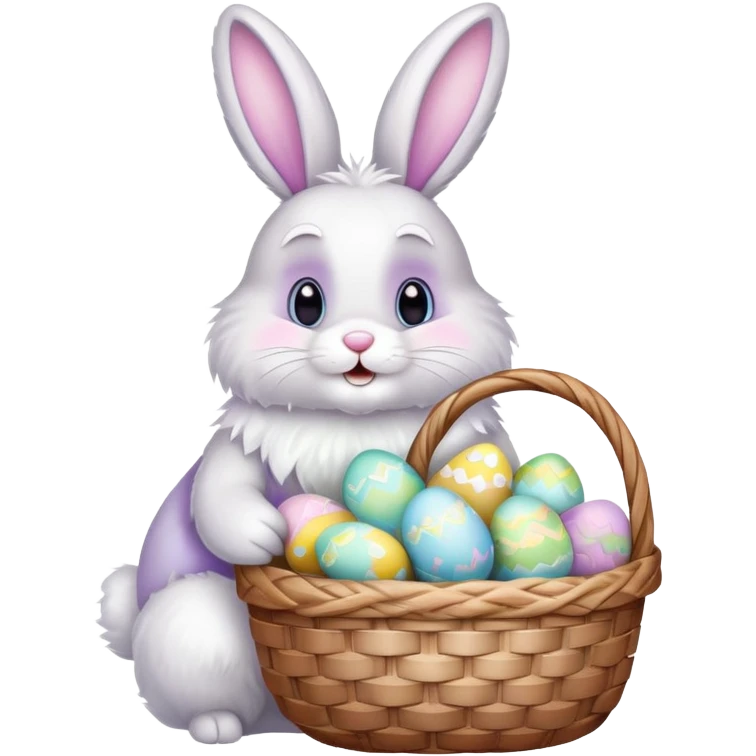 Easter bunny with colorful eggs emoji