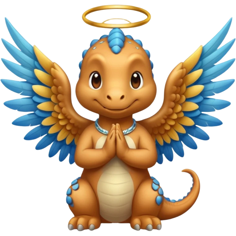 Dinosaurio angelical rezando  emoji