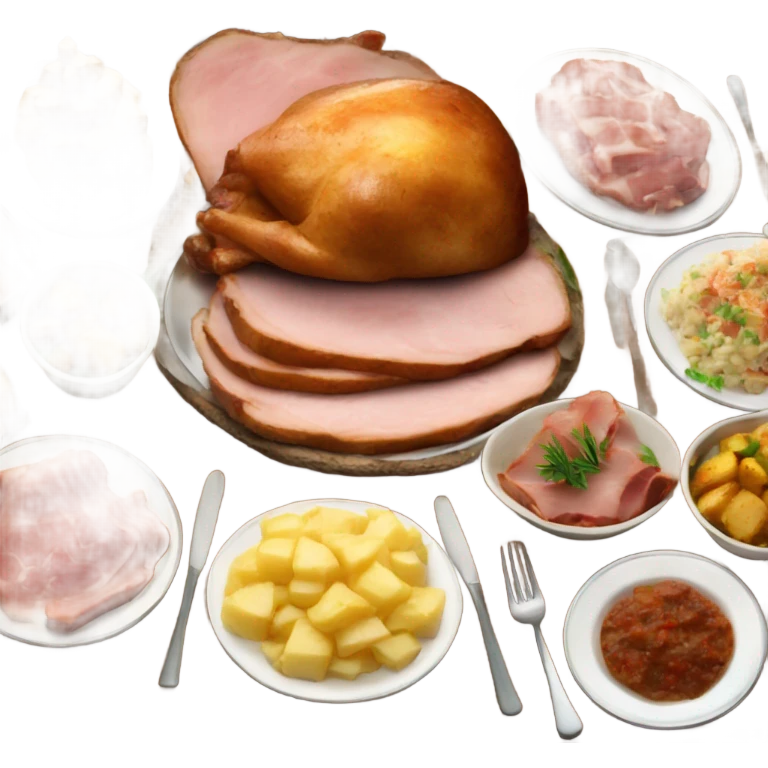 Christmas dinner with ham and baked potatoes  emoji
