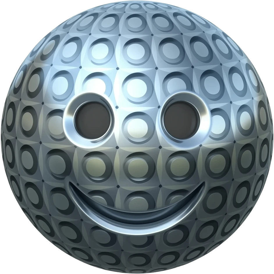 Dizzy Face 3D metallic chrome color simple ball emoji emoji