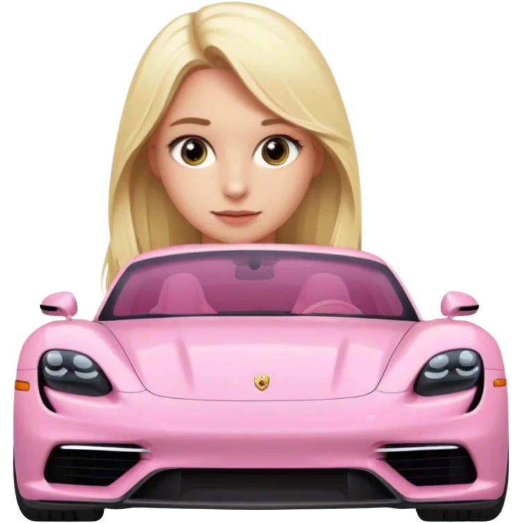Pink porsche taycan with blonde girl in front of it emoji