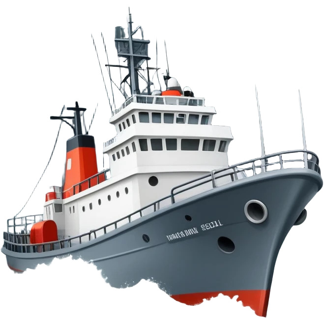 Russian marine geology research vessel in stormy rough seas with large waves emoji