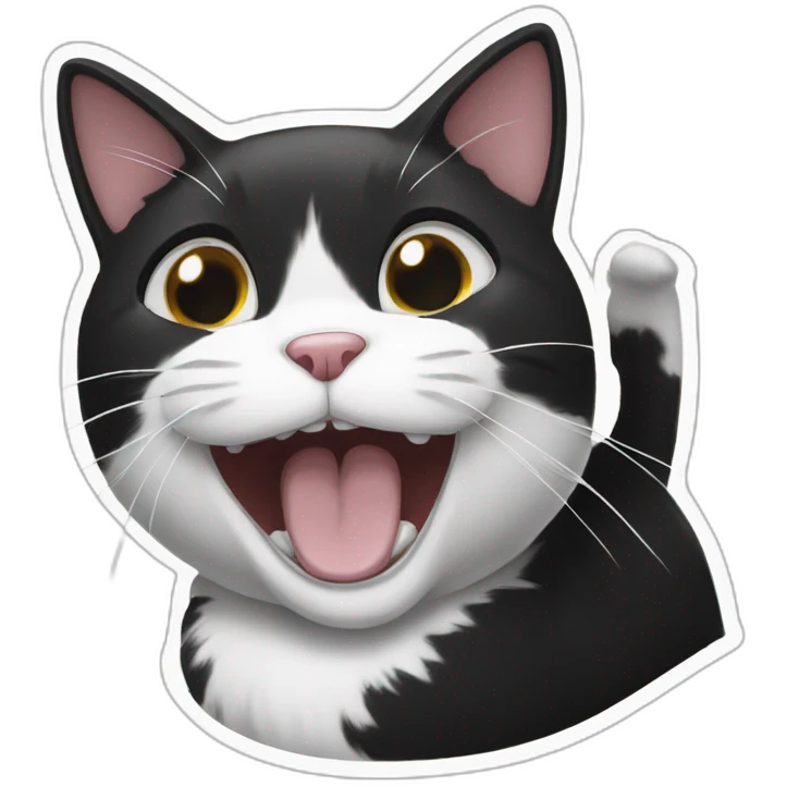 laughing to tears black and white cat emoji