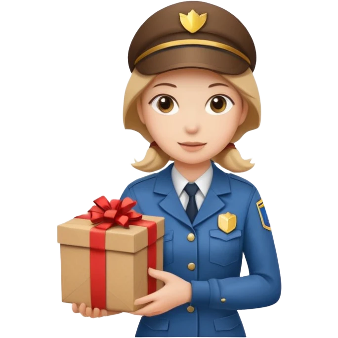 woman courier holding gift box emoji
