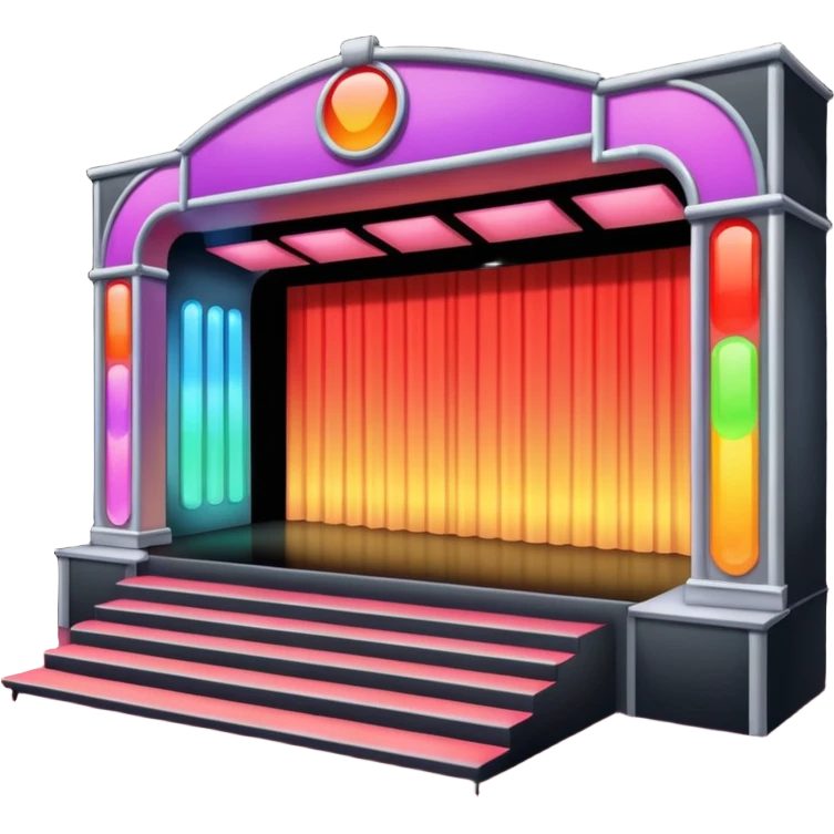 A concert-style stage with colored lights pointing downward. emoji