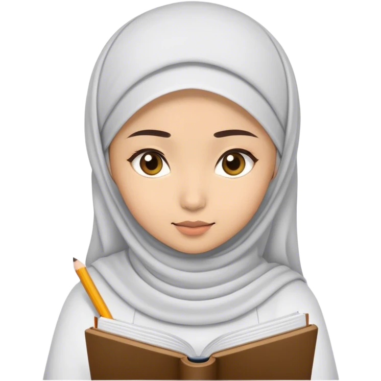 a white young asian muslim woman studying  emoji