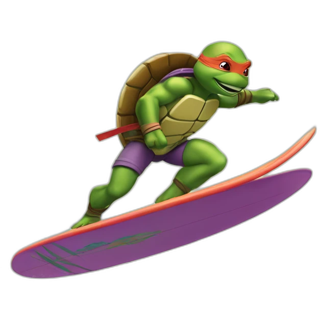ninja turtle surfing emoji