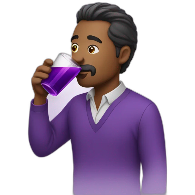 Man drinking purple drink emoji