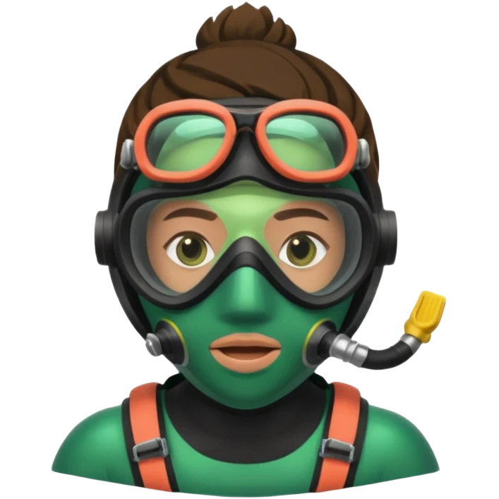 Diver + green mask,Coral Diver. emoji