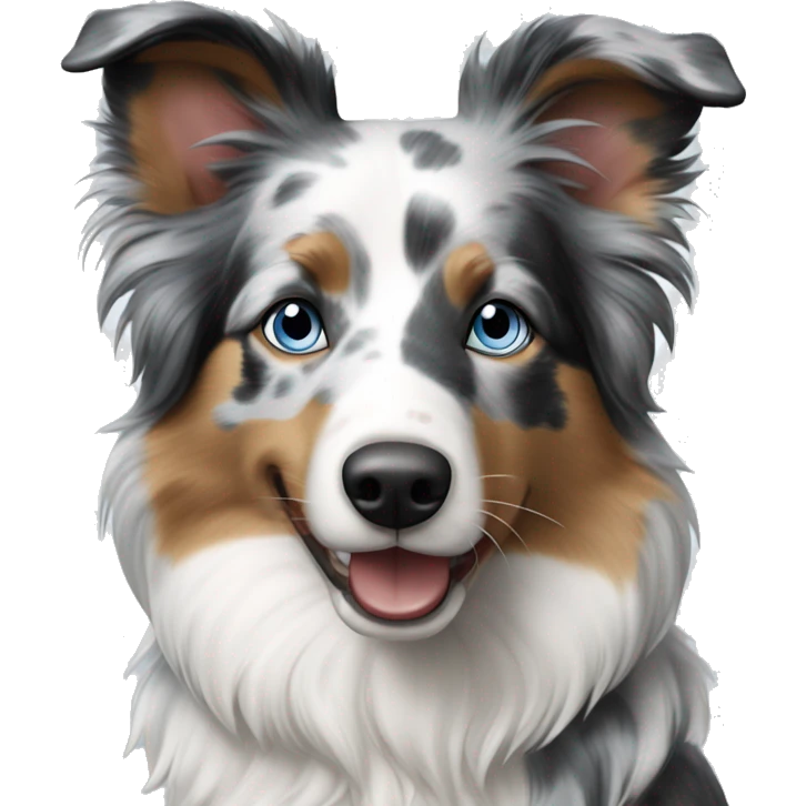 Blue merle (no brown border collie dog with blue eyes emoji