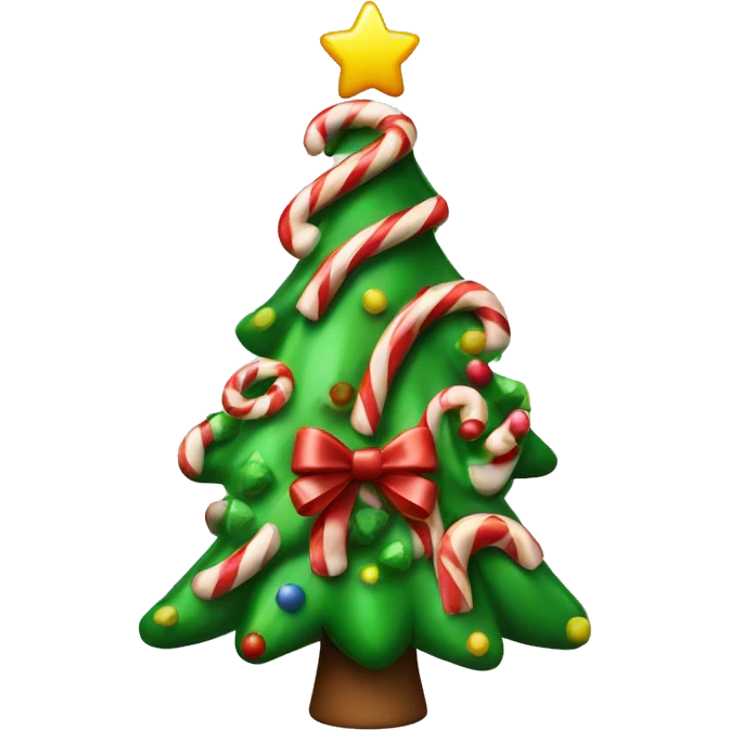 Christmas tree with candy cane emoji