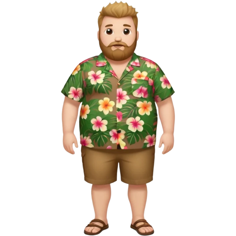 Fat white man full body wearing Hawaiian shirt brown fauxhawk and beard  emoji