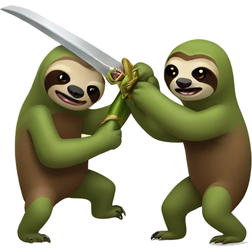 2 sloths fighting with pickle swords emoji
