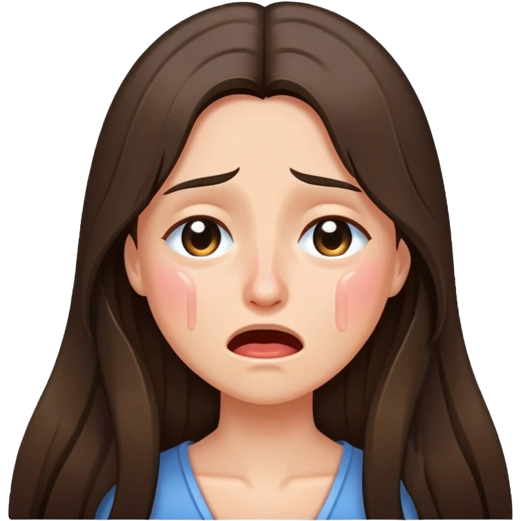 Very long hair Brunette with peachy ish skin crying tears happy emoji