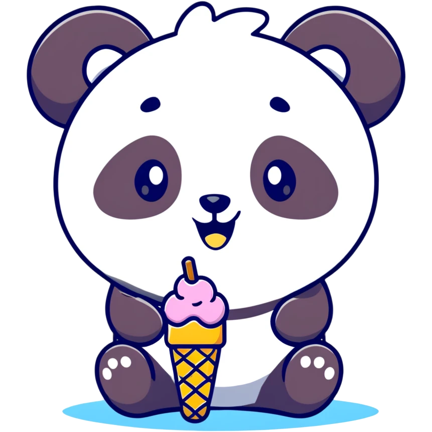 Panda eating ice cream emoji