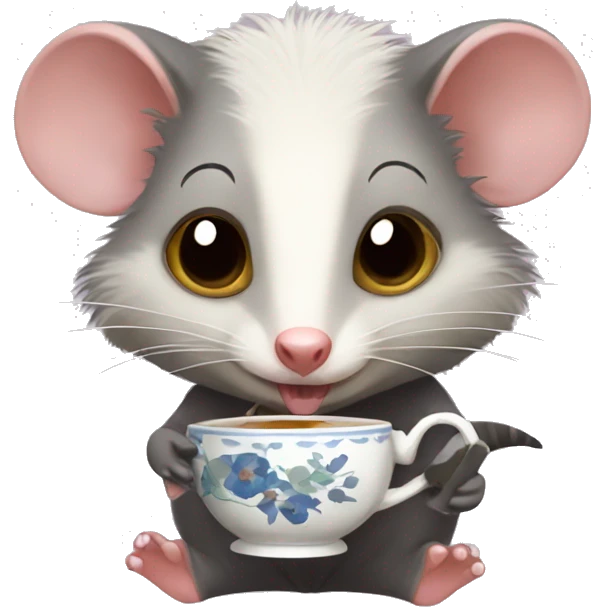 Opossum drinking tea emoji