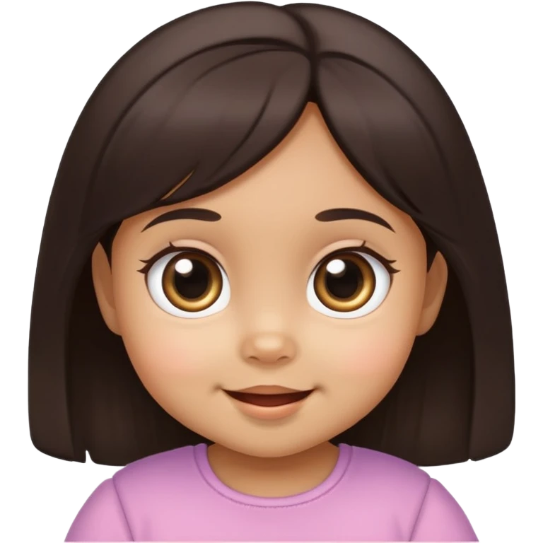 face of smiling baby girl with big eyes, medium skin tone, and dark hair emoji