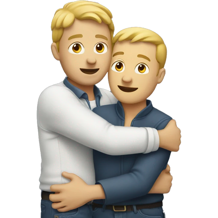 Two white man hugging  emoji