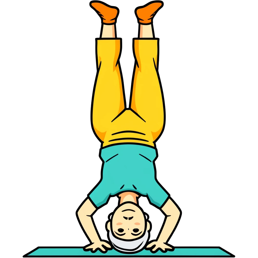 Old woman doing a head stand  emoji