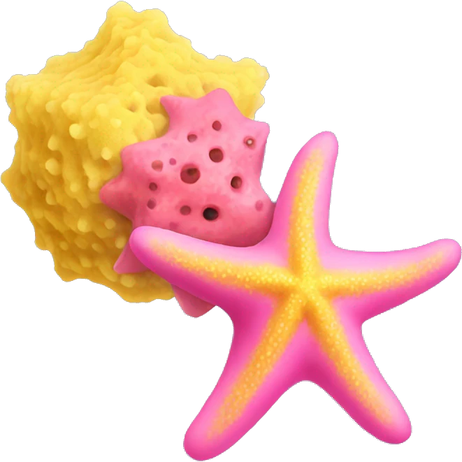 Pink Starfish and yellow sea sponge emoji