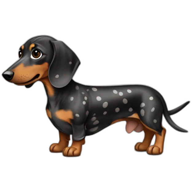 Black and brown and grey spotted dachshund  emoji