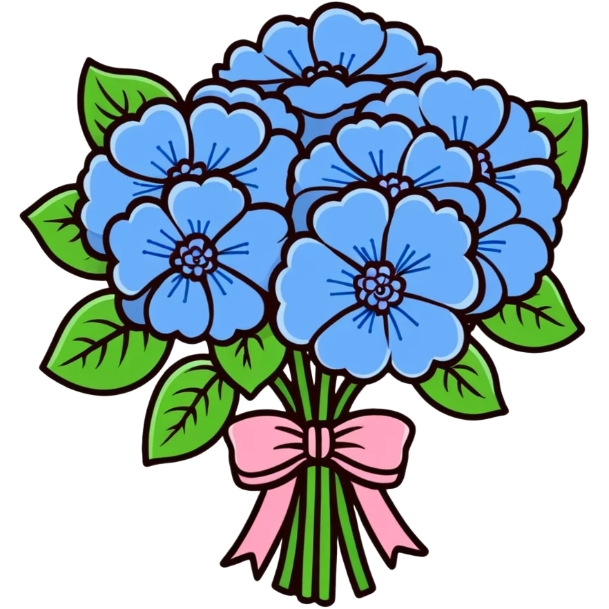 Elegant bouquet of hydrangea flowers with decorative ribbon emoji