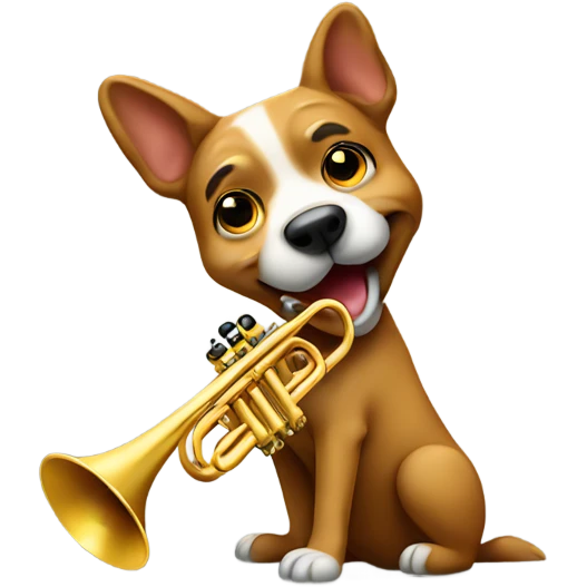 Dog playing trumpet emoji