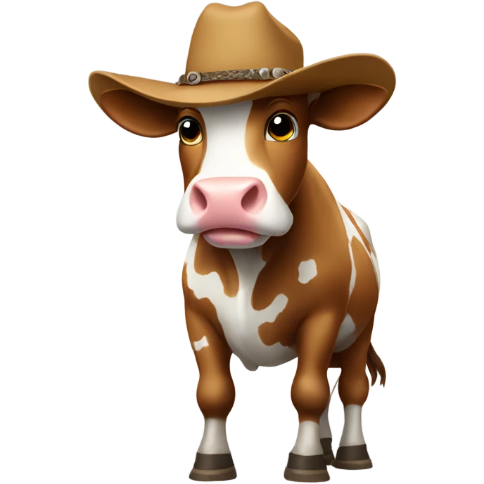 Cow wearing a cowboy hat and boots emoji