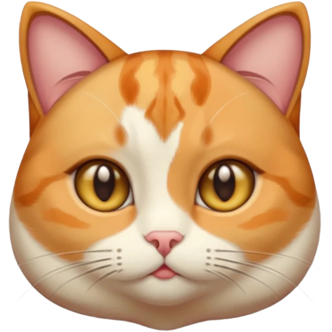 calico cat with cute slim face, small head, hazel eyes, and short but chubby body emoji