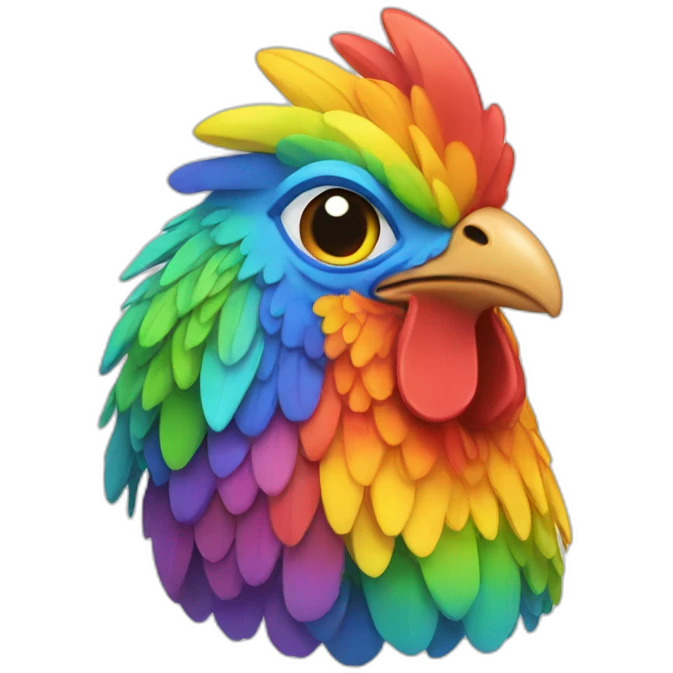 Rainbow chicken emoji