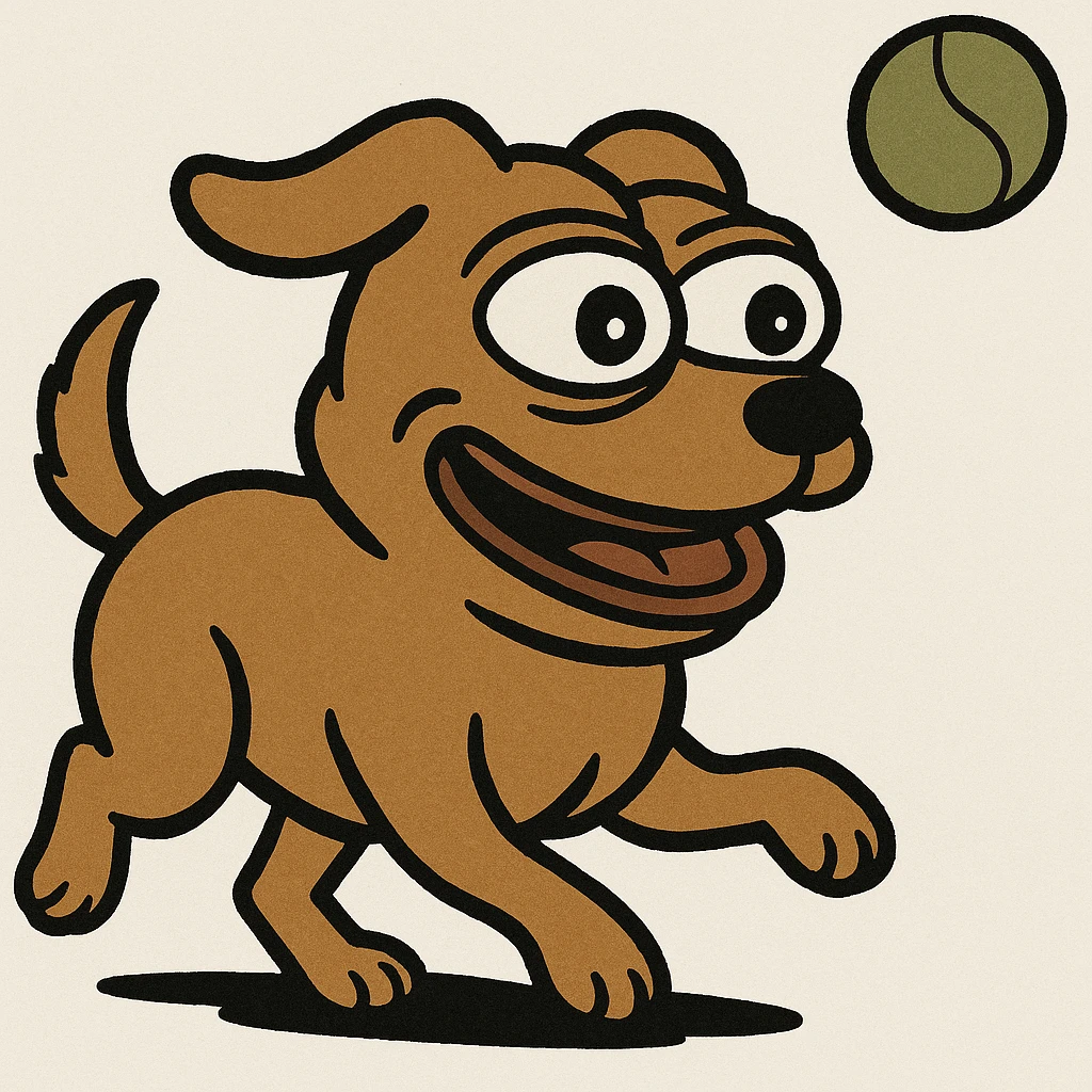 happy dog running after ball emoji