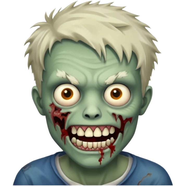 faça um homem zumbi, de cabelo baixo mostrando o dente emoji