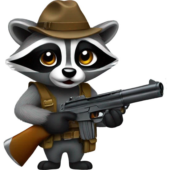 Raccoon with gun emoji