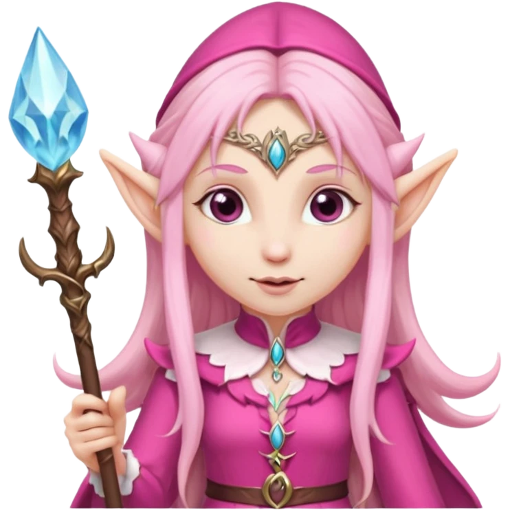 pink elve with staff emoji
