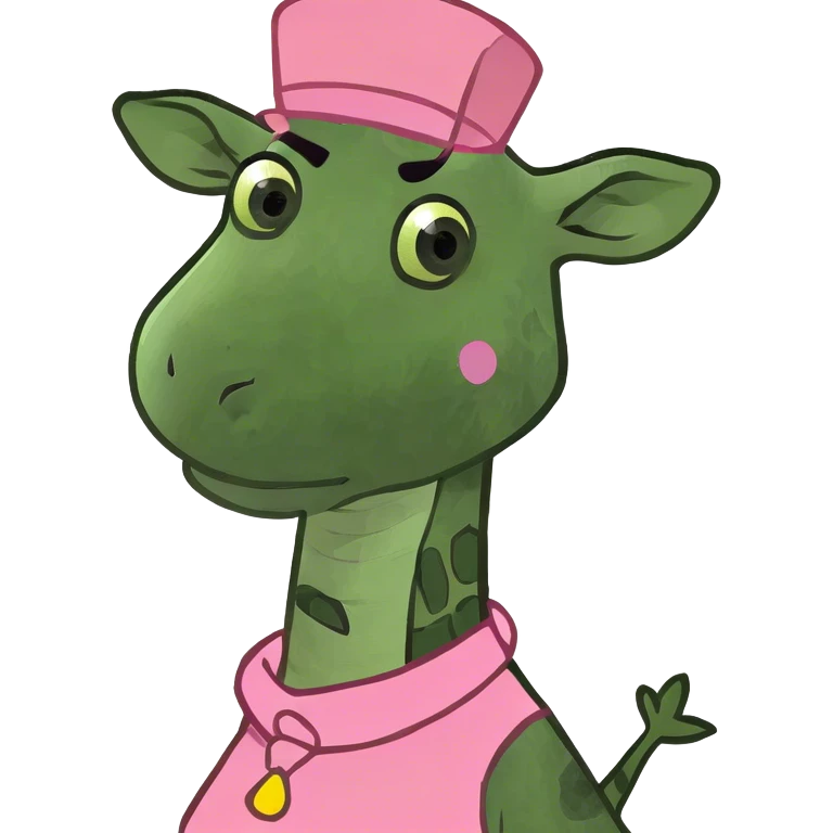 A giraffe in a pink dress. emoji