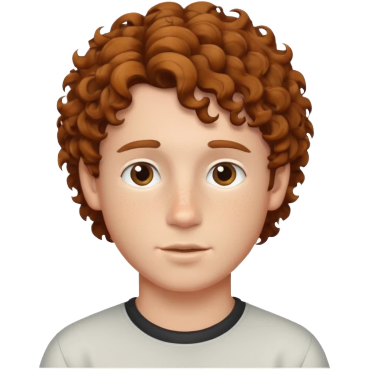 A white boy with curly brown hair not too curly but wavy in a low taper fade emoji