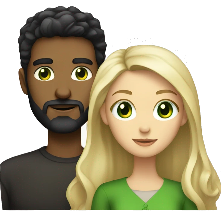 bearded dark haired guy and blonde girl with green eyes emoji