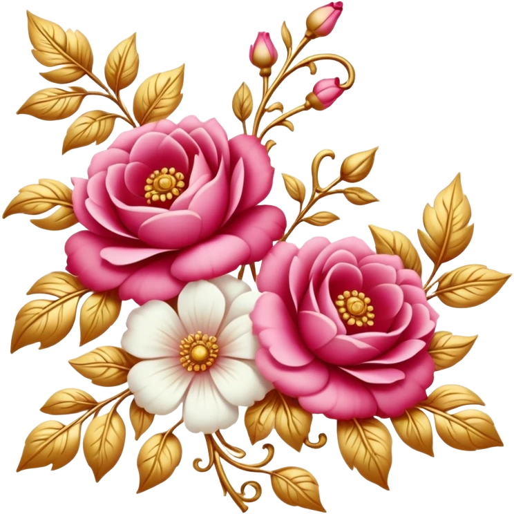 Reddish-pinkish and gold and white romantic vintage aesthetic decoration emoji