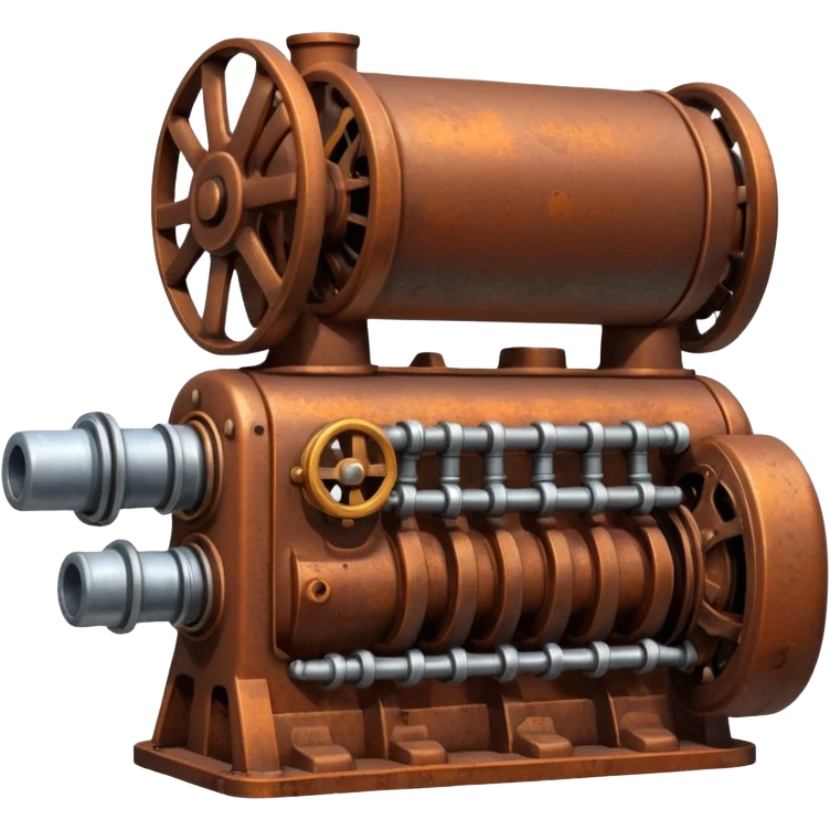 compact iron engine with pipes and levers, emoji style emoji