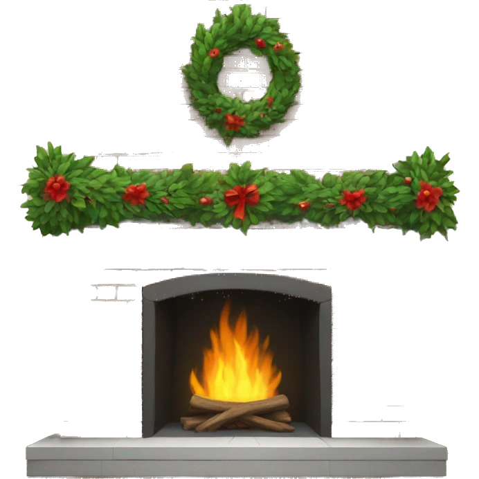 Brick Fireplace with wreath  emoji