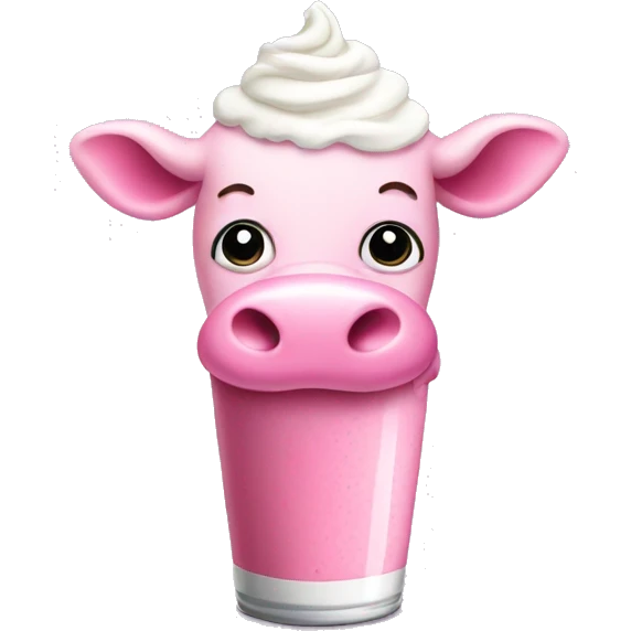 Pink cow drinking a milkshake  emoji