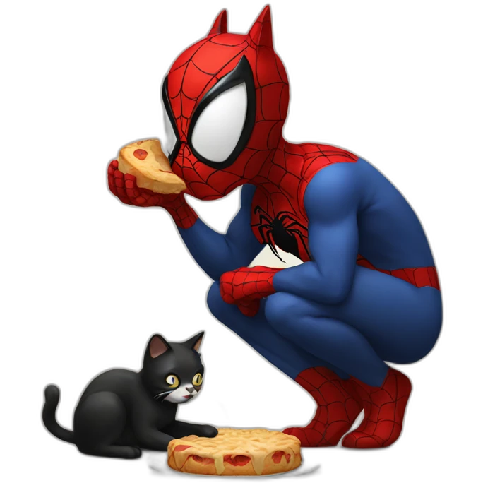 Spooderman eating a cat emoji