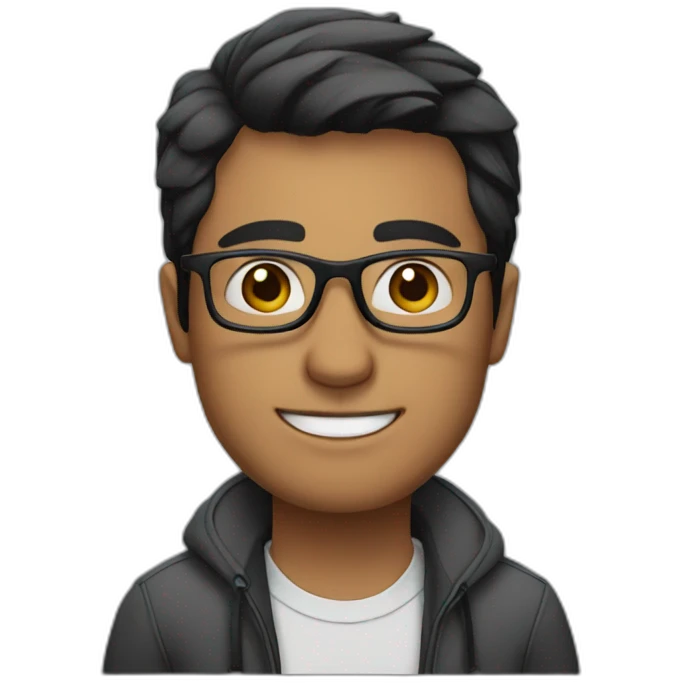 a man with short black hair wearing prescription glasses emoji