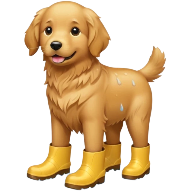 golden retriever with rainboots emoji