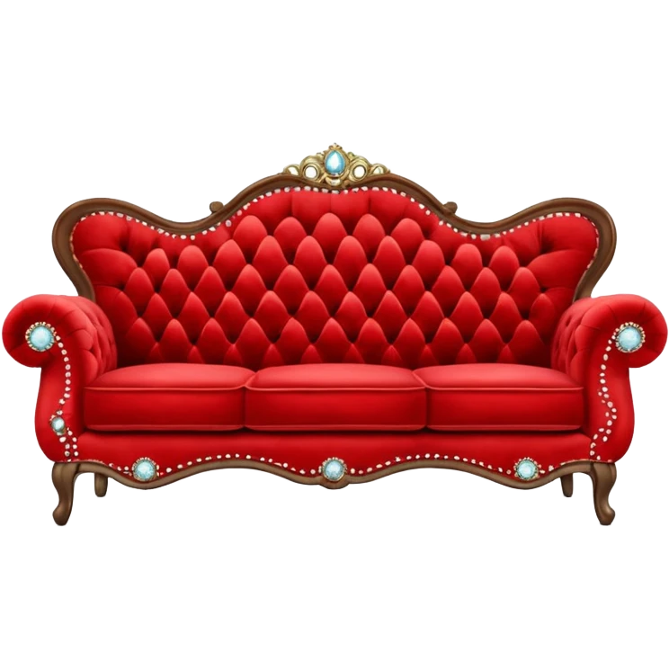 Vintage velvet red sofa with rhinestones buttons emoji